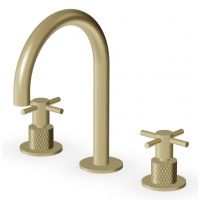 Zucchetti Helm bateria umywalkowa stojąca 3-otworowa brytyjskie złoto szczotkowane/radełkowanie ukośne ZHM515.XP31G3