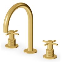 Zucchetti Helm bateria umywalkowa stojąca 3-otworowa złoto szczotkowane/radełkowanie ukośne ZHM515.XP41G3