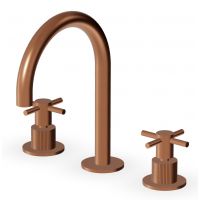 Zucchetti Helm bateria umywalkowa stojąca 3-otworowa miedź szczotkowana/radełkowanie pionowe ZHM515.XP91G2