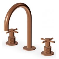 Zucchetti Helm bateria umywalkowa stojąca 3-otworowa miedź szczotkowana/radełkowanie ukośne ZHM515.XP91G3