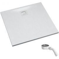 Schedpol Majestic White Stone brodzik kwadratowy z syfonem 80x80 cm biały 3.3500/B/ST-M6/B