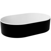 Besco Lova umywalka 53x34 cm owalna nablatowa biała-czarna #UMM-LBW-N