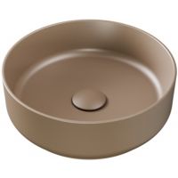 Besco Clea umywalka 34,6 cm okrągła nablatowa mokka matt UNCM-35-CLM