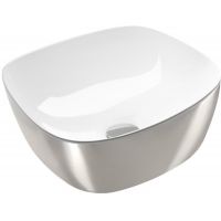 Catalano Green Lux Gold & Silver umywalka 40 cm nablatowa kwadratowa biały/srebrny 140APGRLXBA