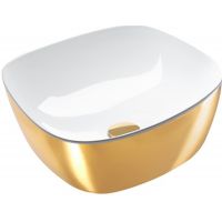 Catalano Green umywalka 40x40 cm kwadratowa nablatowa biała-złota 0622400042