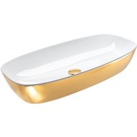 Catalano Green umywalka 80x40 cm owalna nablatowa biała-złota 0622800042