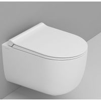 Zestaw Ceramica Dolomite Mirto Round miska WC wisząca bez kołnierza ze spłukiwaniem wirowym i deską sedesową białą (S473301, D474901)
