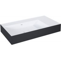 Elita Level umywalka 80,5x45,5 cm prostokątna ścienna lewa biała/czarny mat RE041461216030