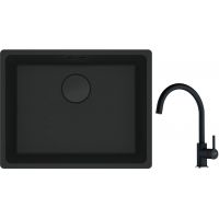 Franke Maris MRG 110-52 zlewozmywak 52x40 cm Fragranite czarny mat z baterią kuchenną Lina onyx (1250697759, 1150626020)
