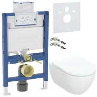 Geberit Acanto miska WC z deską wolnoopadającą stelażem wspornikami i uszczelka wygłuszającą biały (502774008, 111003002, 111815001, 156050001)