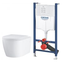 Zestaw Grohe Solido stelaż podtynkowy do WC z miską wiszącą Grohe Start Round i deską wolnoopadającą biały (38971000, 103848SH00)