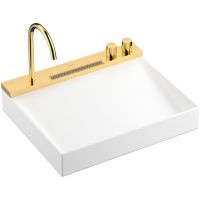 Hansgrohe Avalegra umywalka 58x47,5 cm prostokątna AquaUnit z baterią biały/złoty optyczny polerowany 22472990
