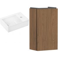 Zestaw Hansgrohe Xevolos E umywalka z szafką Xilesa E 36 cm prawa biały połysk/kaszmirowy dąb (54244550, 61086450)