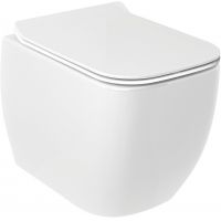 Kludi Resa C miska WC z deską wolnoopadającą wisząca bez kołnierza ze spłukiwaniem wirowym biały połysk 28WCSET43