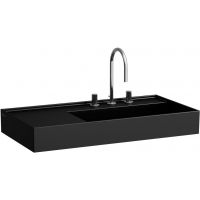 Laufen Kartell umywalka 90x46 cm ścienna asymetryczna czarny mat H8183397161111
