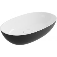 Lavaberg Skinn umywalka 60x36 cm owalna nablatowa biała/czarna połysk 663130061094