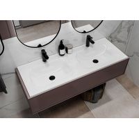 Miraggio Jessel umywalka 120x45 cm wpuszczana podwójna prostokątna biały połysk 0000783