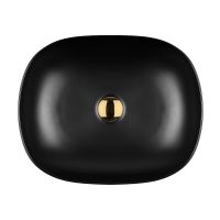 Oltens Hamnes umywalka 49x39,5 cm nablatowa owalna z powłoką SmartClean czarny mat 40800300