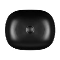 Oltens Hamnes umywalka 49x39,5 cm nablatowa owalna z powłoką SmartClean czarny mat 40800300