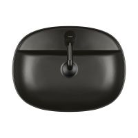 Oltens Hamnes Thin umywalka 51x39 cm nablatowa owalna czarny mat 41313300