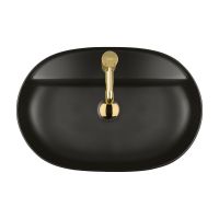 Oltens Hamnes Thin umywalka 62x42 cm owalna nablatowa czarna 41314300