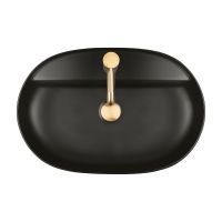 Oltens Hamnes Thin umywalka 62x42 cm owalna nablatowa czarna 41314300