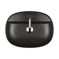 Oltens Hamnes Thin umywalka 51x39 cm nablatowa owalna z powłoką SmartClean czarny mat 41813300