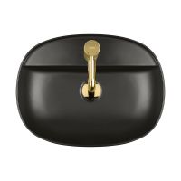 Oltens Hamnes Thin umywalka 51x39 cm nablatowa owalna z powłoką SmartClean czarny mat 41813300