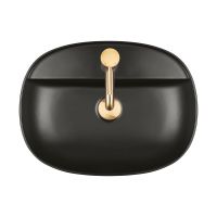 Oltens Hamnes Thin umywalka 51x39 cm nablatowa owalna z powłoką SmartClean czarny mat 41813300