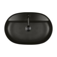 Oltens Hamnes Thin umywalka 62x42 cm nablatowa owalna z powłoką SmartClean czarny mat 41814300