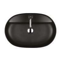 Oltens Hamnes Thin umywalka 62x42 cm nablatowa owalna z powłoką SmartClean czarny mat 41814300