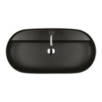 Oltens Hamnes Thin umywalka 80x40 cm nablatowa owalna z powłoką SmartClean czarny mat 41815300