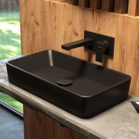 Oltens Forde umywalka 51x40,5 cm nablatowa prostokątna czarny mat 40303300