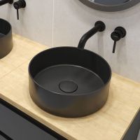 Oltens Lagde umywalka 35,5x35,5 cm okrągła nablatowa czarna 40304300