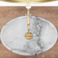 Rea Linda umywalka 48,5x34 cm owalna nablatowa szary/kamień REA-U2514