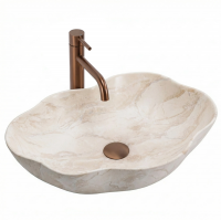 Rea Pearl umywalka 50,5x38 cm nablatowa beż REA-U0619