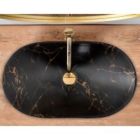 Rea Royal umywalka 62,5x36 cm owalna nablatowa czarna REA-U7478