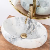 Rea Linda Granit Matt umywalka 48x34 cm nablatowa owalna kamień REA-U8567