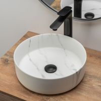 Rea Sami Marble umywalka 36 cm nablatowa okrągła imitacja kamienia REA-U8703