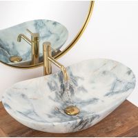 Rea Royal umywalka 62x36 cm owalna nablatowa szary/kamień REA-U8742