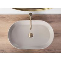 Rea Nadia umywalka 61x38,5 cm owalna nablatowa brąz/beż REA-U9661