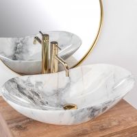 Rea Royal umywalka 62x36 cm nablatowa owalna kamień REA-U8596