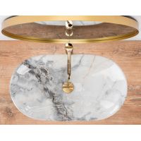 Rea Royal umywalka 62x36 cm nablatowa owalna kamień REA-U8596