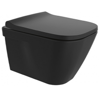 Sanindusa Look miska WC z deską wolnoopadającą wisząca bez kołnierza czarny mat 134936264