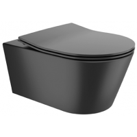 Sanindusa URB.Y miska WC z deską wolnoopadającą wisząca bez kołnierza czarny mat 140947264