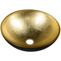 Sapho Murano Black-Gold umywalka 40 cm nablatowa okrągła złoty/czarny AL5318-77