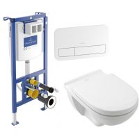 Zestaw Villeroy & Boch ViConnect stelaż podtynkowy miska WC wisząca z deską i przycisk biały (92242700, 5660H101, 92249068)