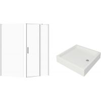 Zestaw Cersanit Moduo kabina prysznicowa 90x90 cm kwadratowa prawa z brodzikiem Tako białym (S162006, S162008, S204012)