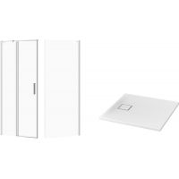 Zestaw Cersanit Moduo kabina prysznicowa 80x80 cm kwadratowa lewa z brodzikiem Tako Slim białym (S162003, S162007, S601121)