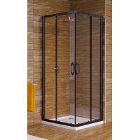 Hüppe Ena 2.0 Black Edition 4-kąt kabina prysznicowa 80x80 cm kwadratowa czarny mat/szkło przezroczyste Anti-Plaque 140106.123.322